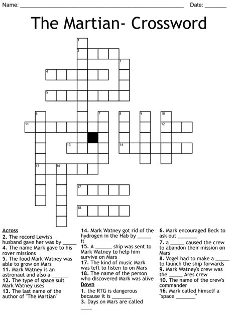 Enter a Crossword Clue. . Star of the martian crossword clue
